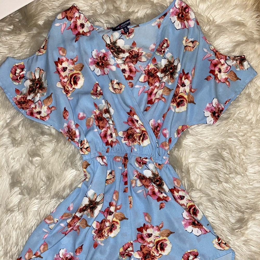 Blue floral romper